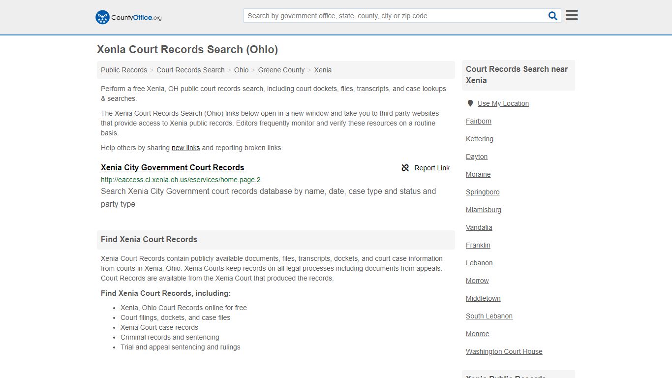 Court Records Search - Xenia, OH (Adoptions, Criminal ...