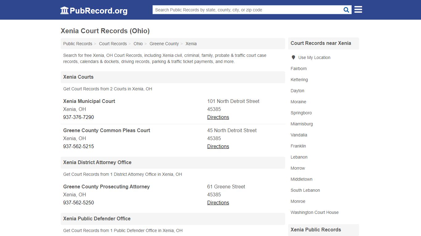 Free Xenia Court Records (Ohio Court Records)