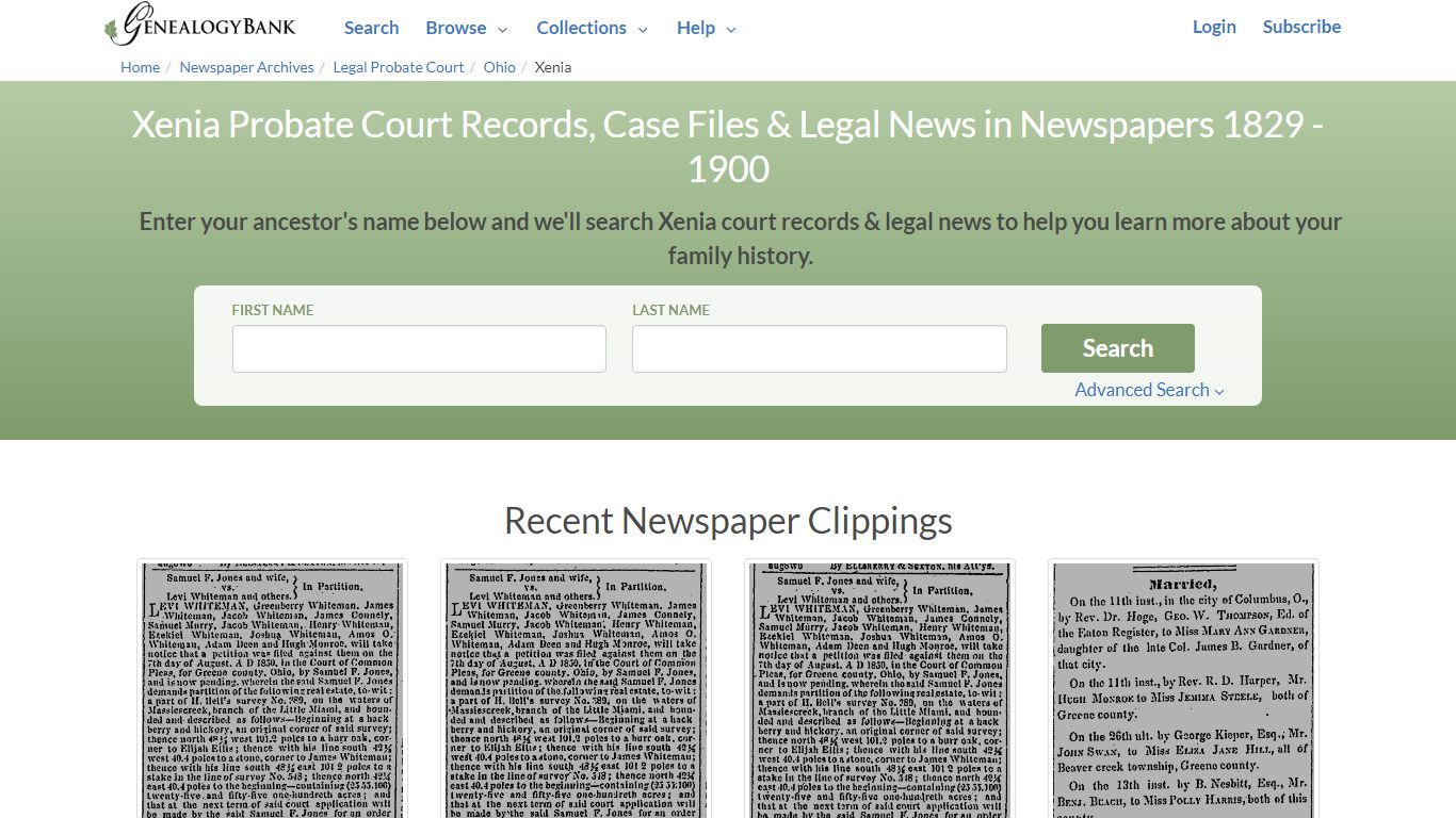 Xenia Court Records - GenealogyBank